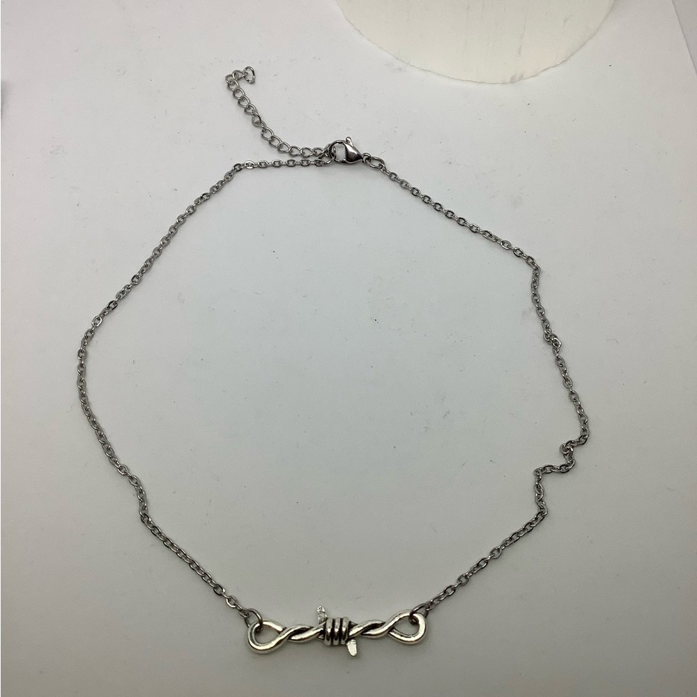 Barbed wire choker stainless steel 16” handmade